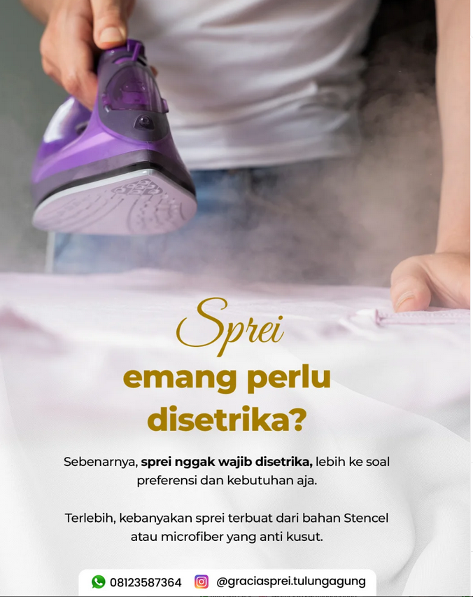 <p>Sprei harus disetrika nggak sih? Jawabannya: te